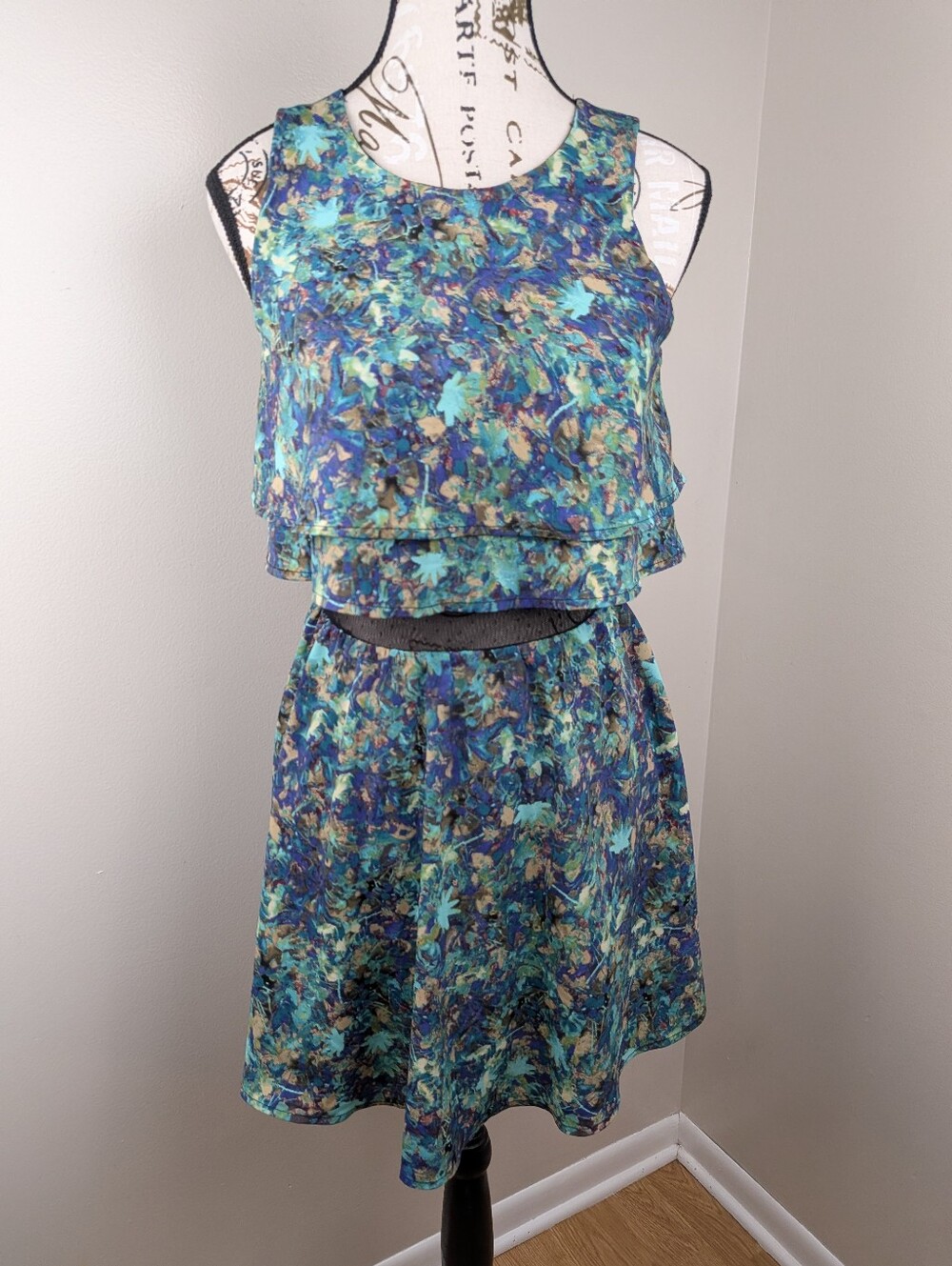 Princess Vera Wang Floral Short Mesh Tank Dress Size 1 Fairy Tinkerbell Skater